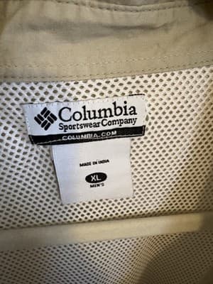 Columbia PFG Shirt Mens XL Relaxed Fit Khaki Fishing Button Up Short Sleeve - Thumbnail 2