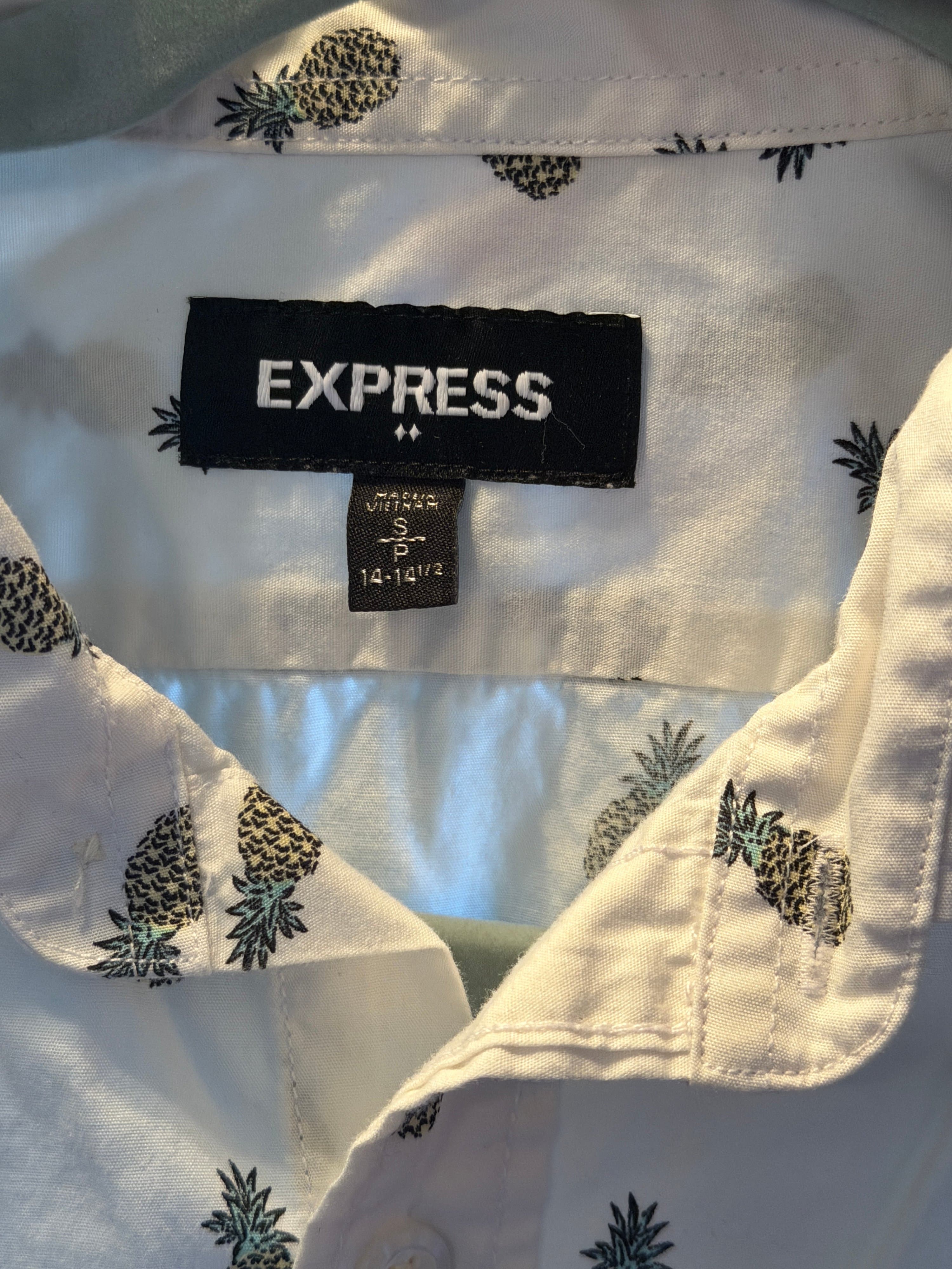 Express Pineapple Print Short Sleeve Shirt Size M - Thumbnail 3