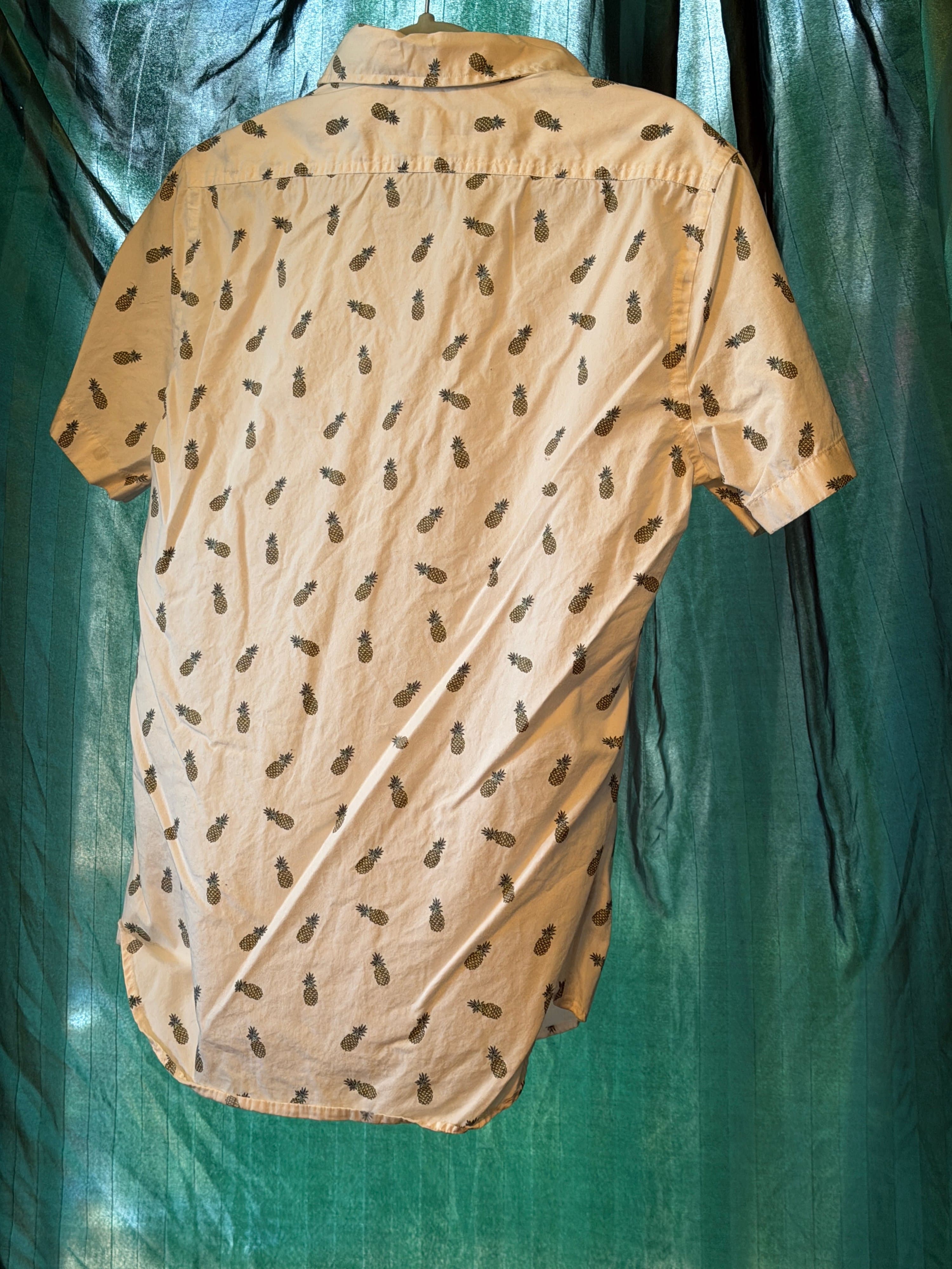 Express Pineapple Print Short Sleeve Shirt Size M - Thumbnail 2