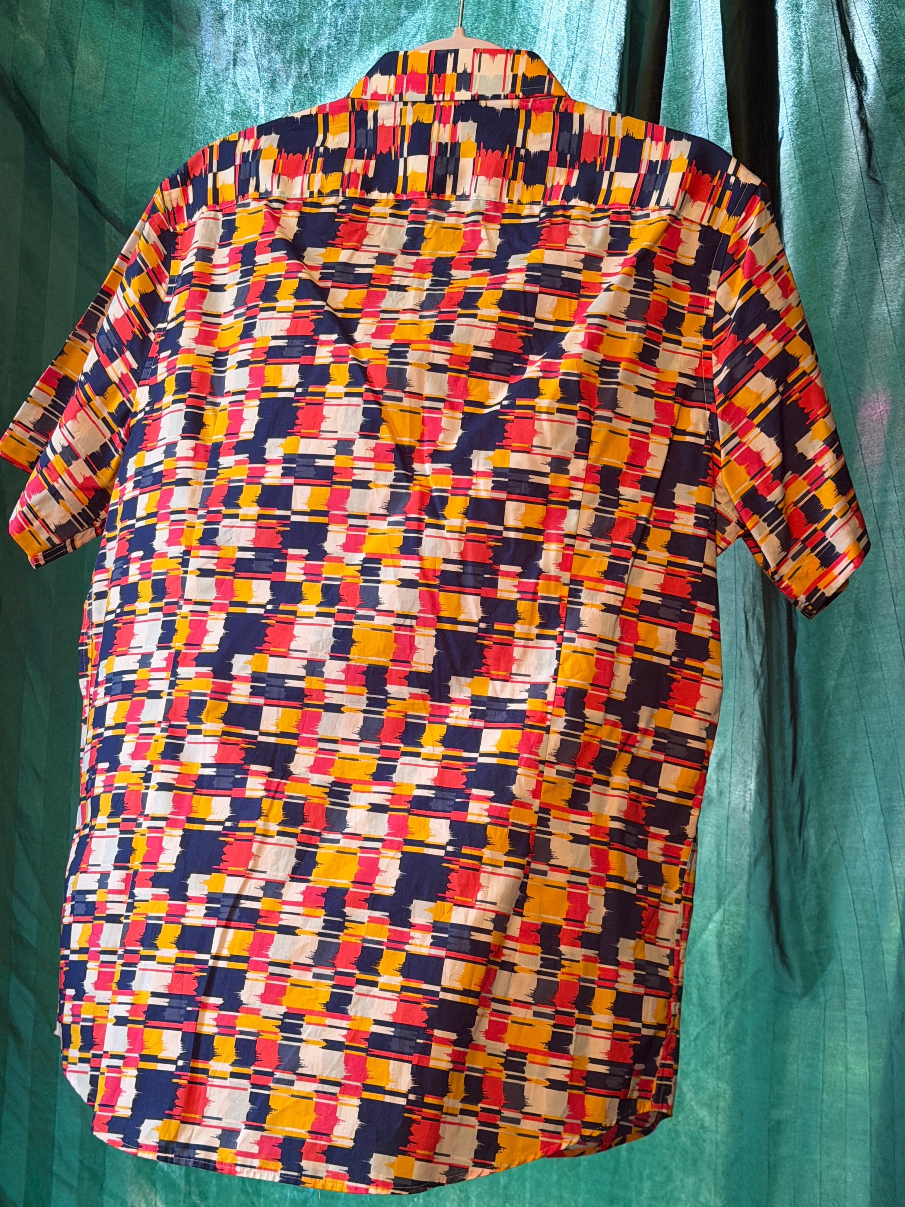 Murano Men's Short Sleeve Shirt Colorful Abstract Print - Thumbnail 2