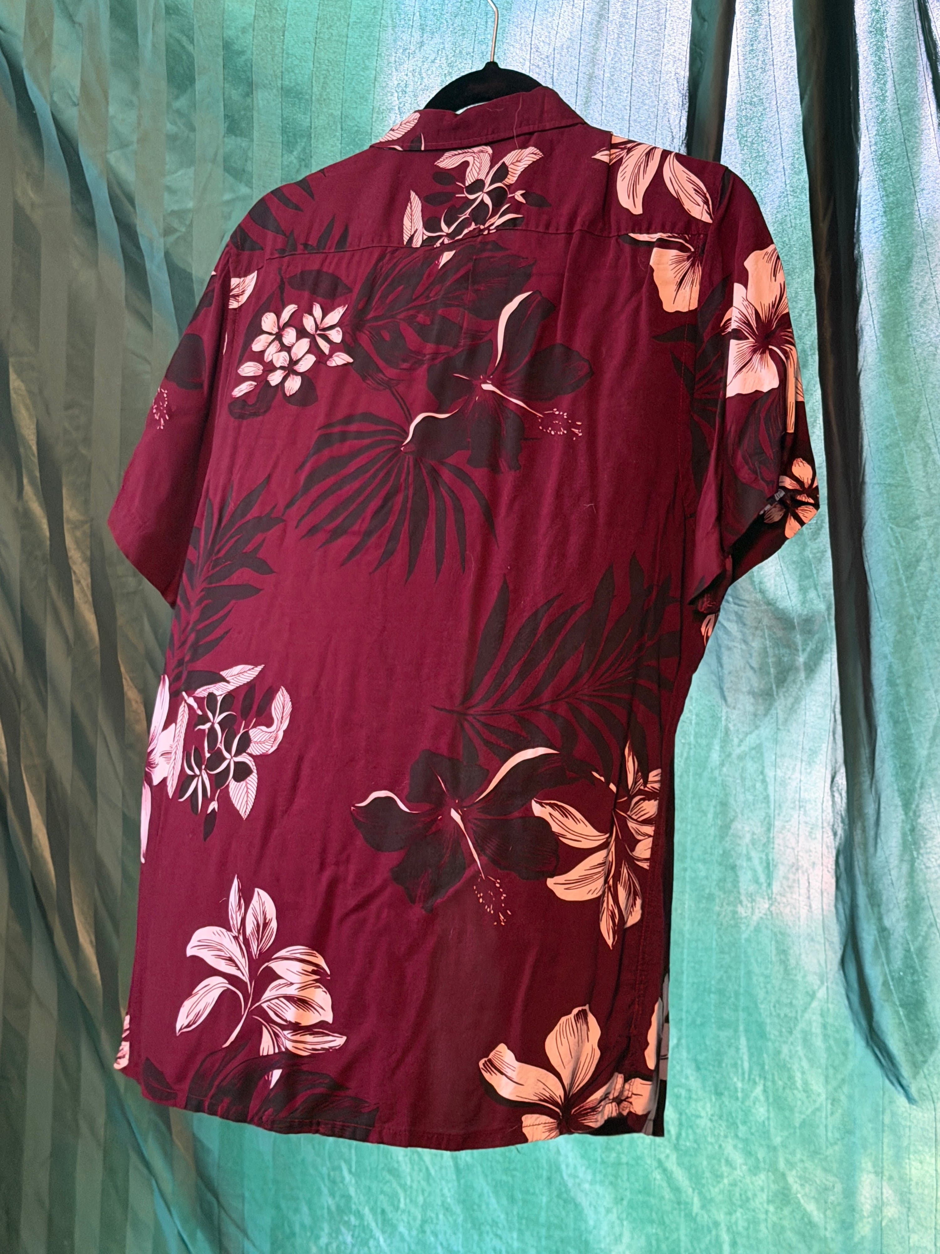 Express Men's Floral Hawaiian Shirt Short Sleeve - Thumbnail 2