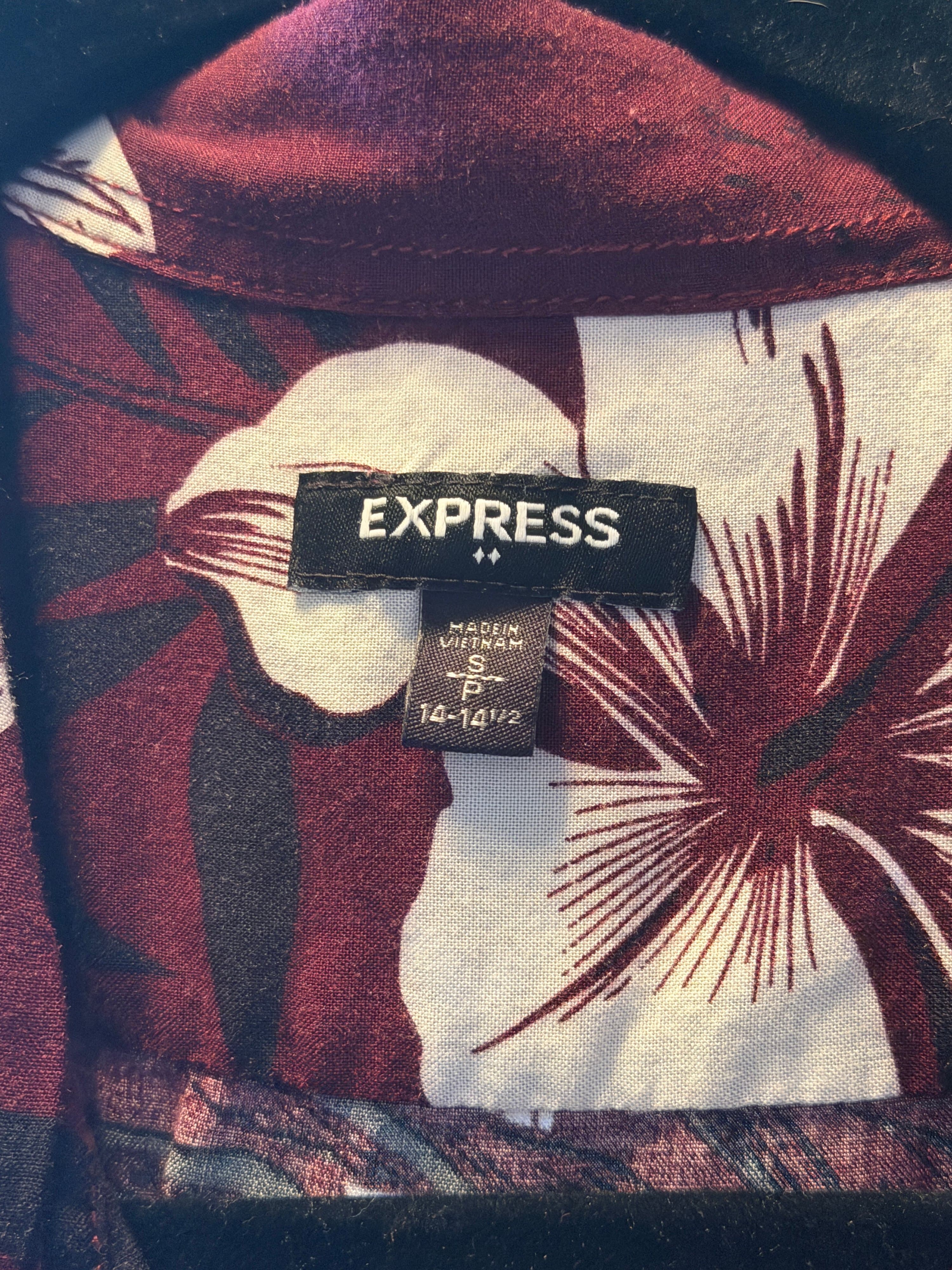 Express Men's Floral Hawaiian Shirt Short Sleeve - Thumbnail 3