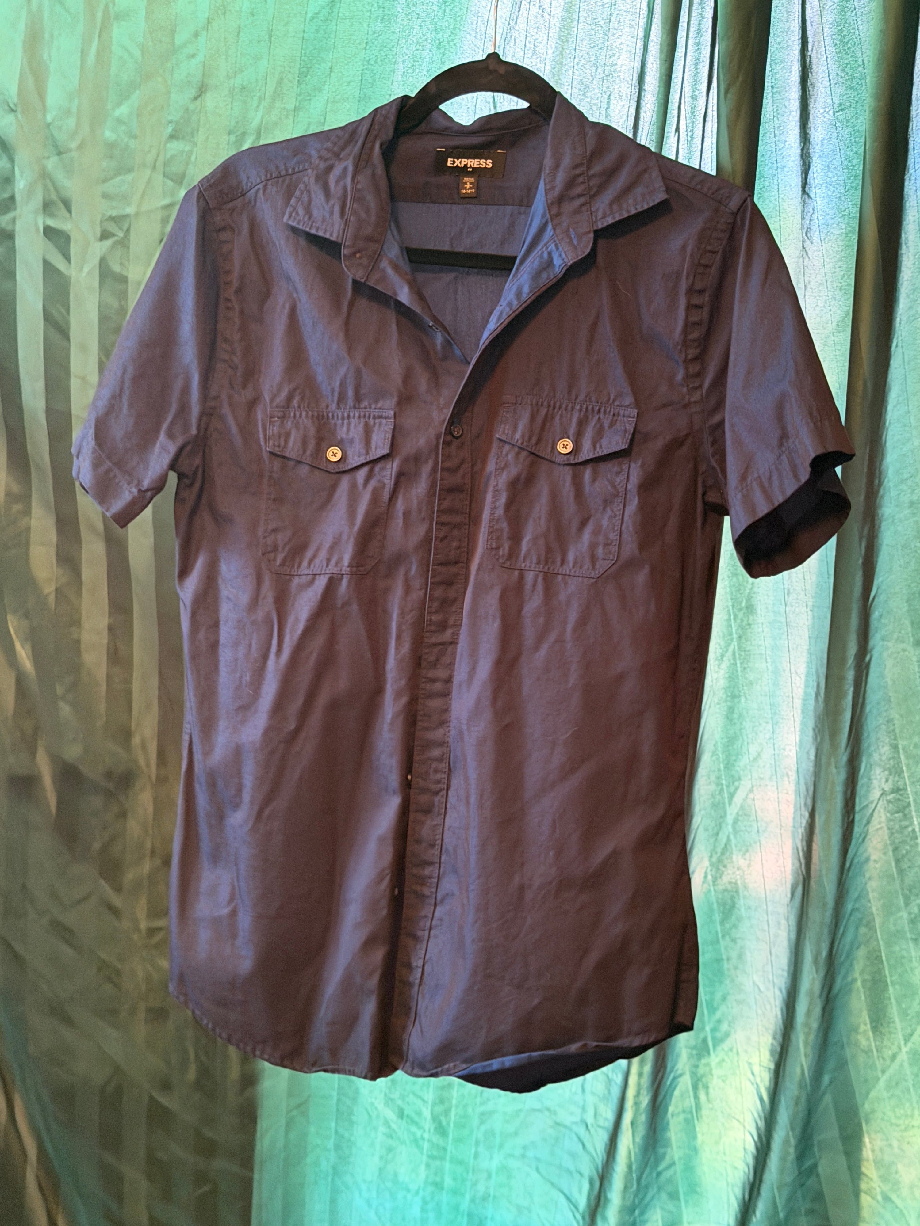Express Men's Blue Short Sleeve Shirt Size M