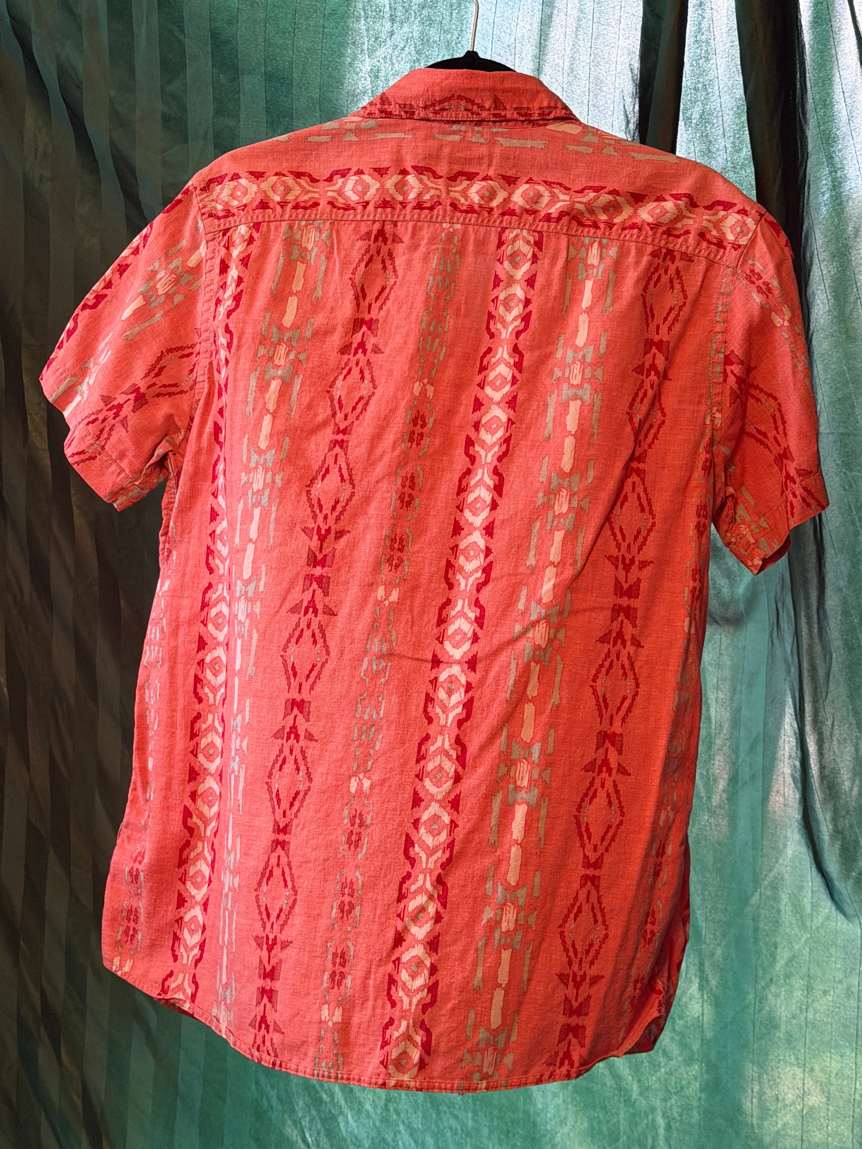 Mossimo Men's Red Aztec Print Short Sleeve Shirt Size M - Thumbnail 2