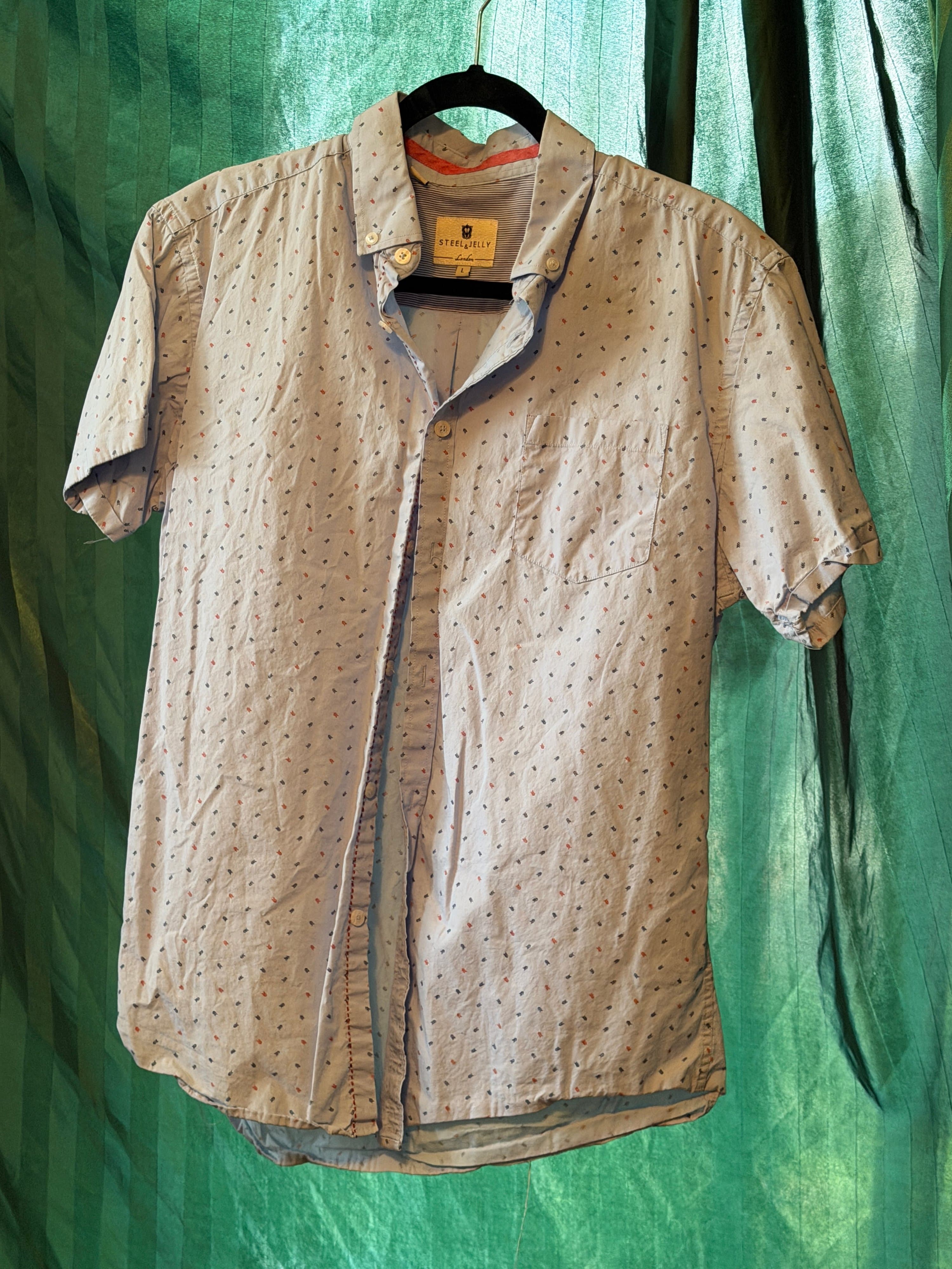 Steel & Jelly Men's Short Sleeve Button-Up Shirt Size L