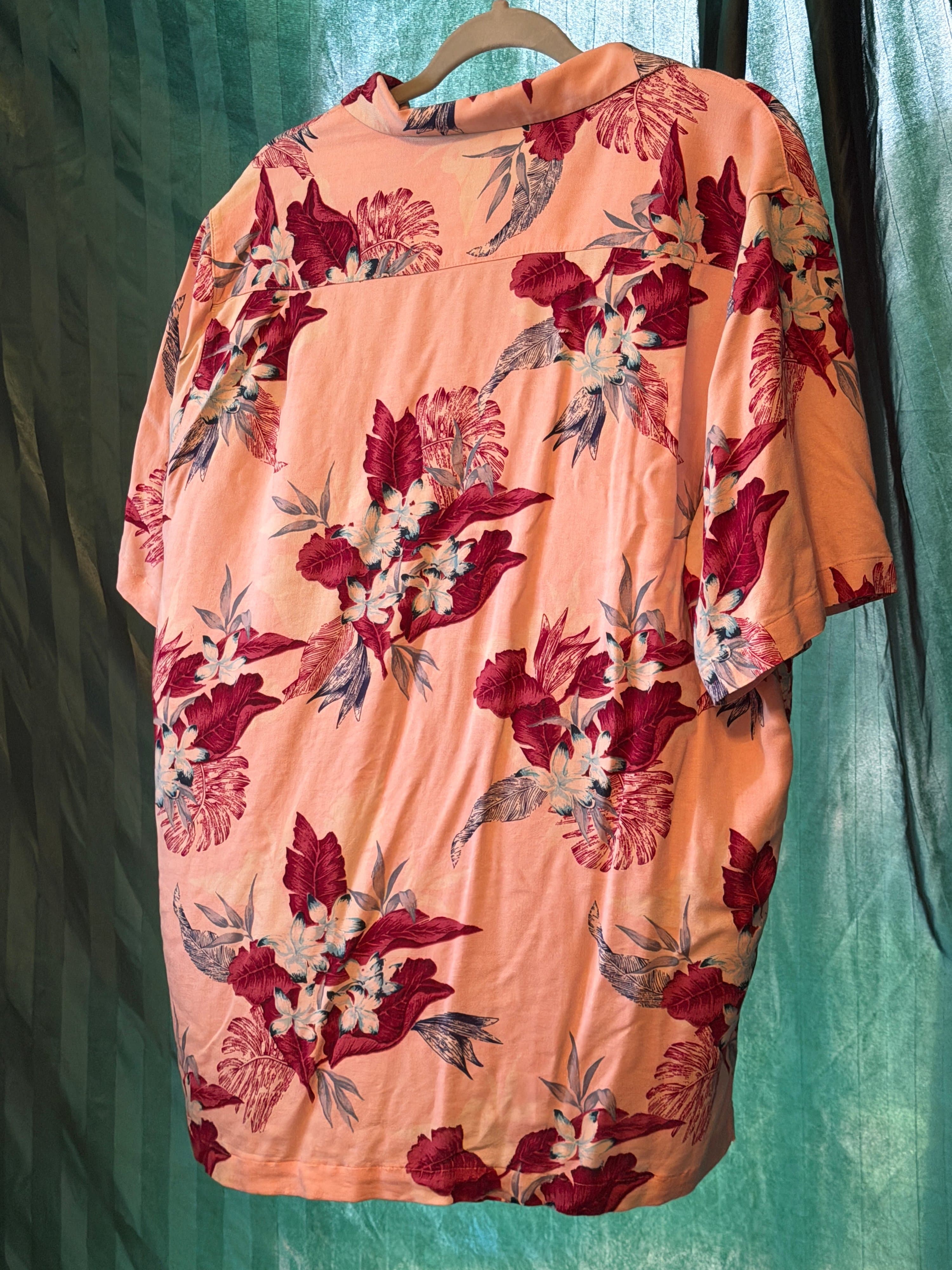 Caribbean Silk Blend Hawaiian Shirt Large - Thumbnail 2