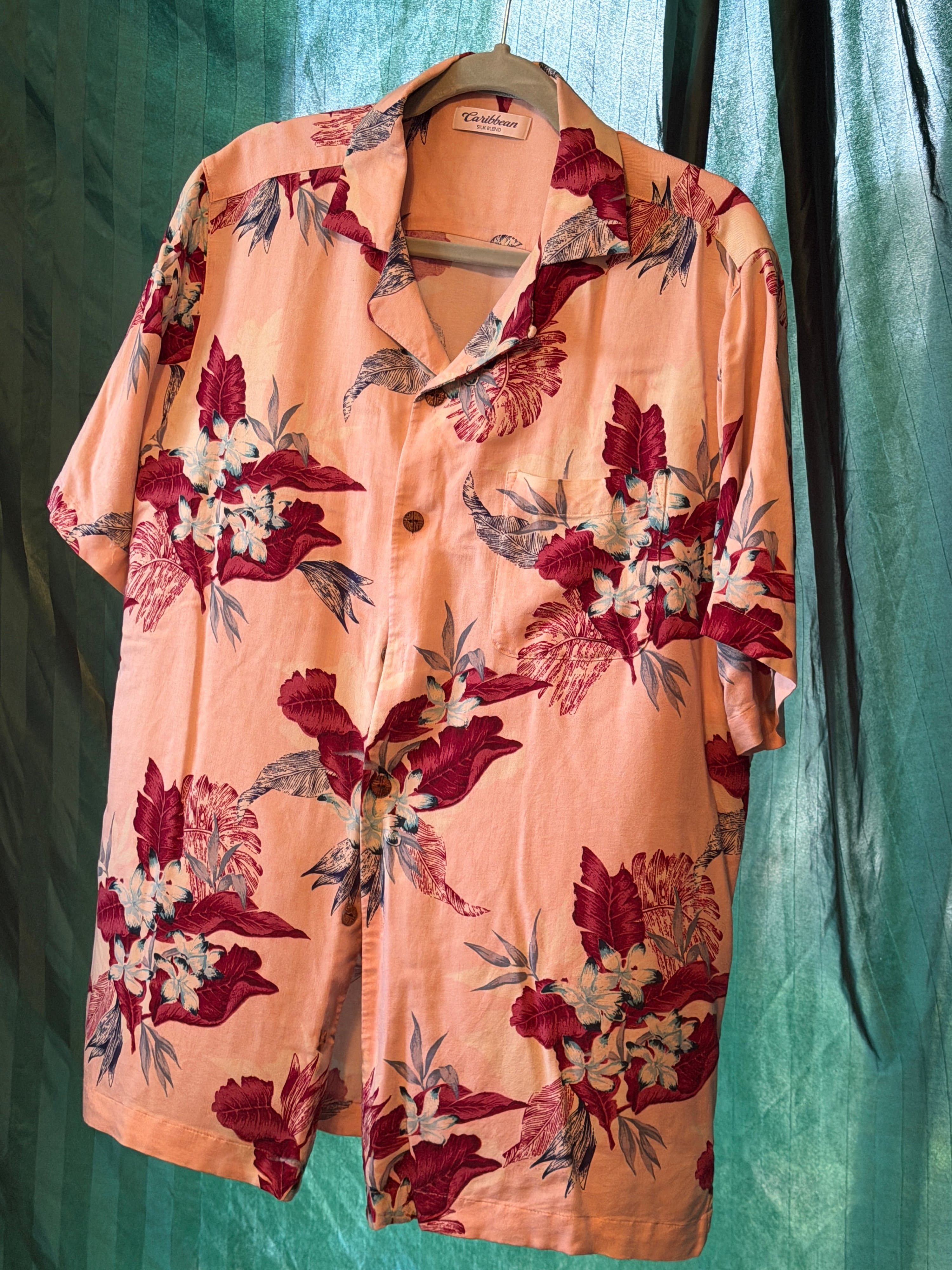 Caribbean Silk Blend Hawaiian Shirt Large
