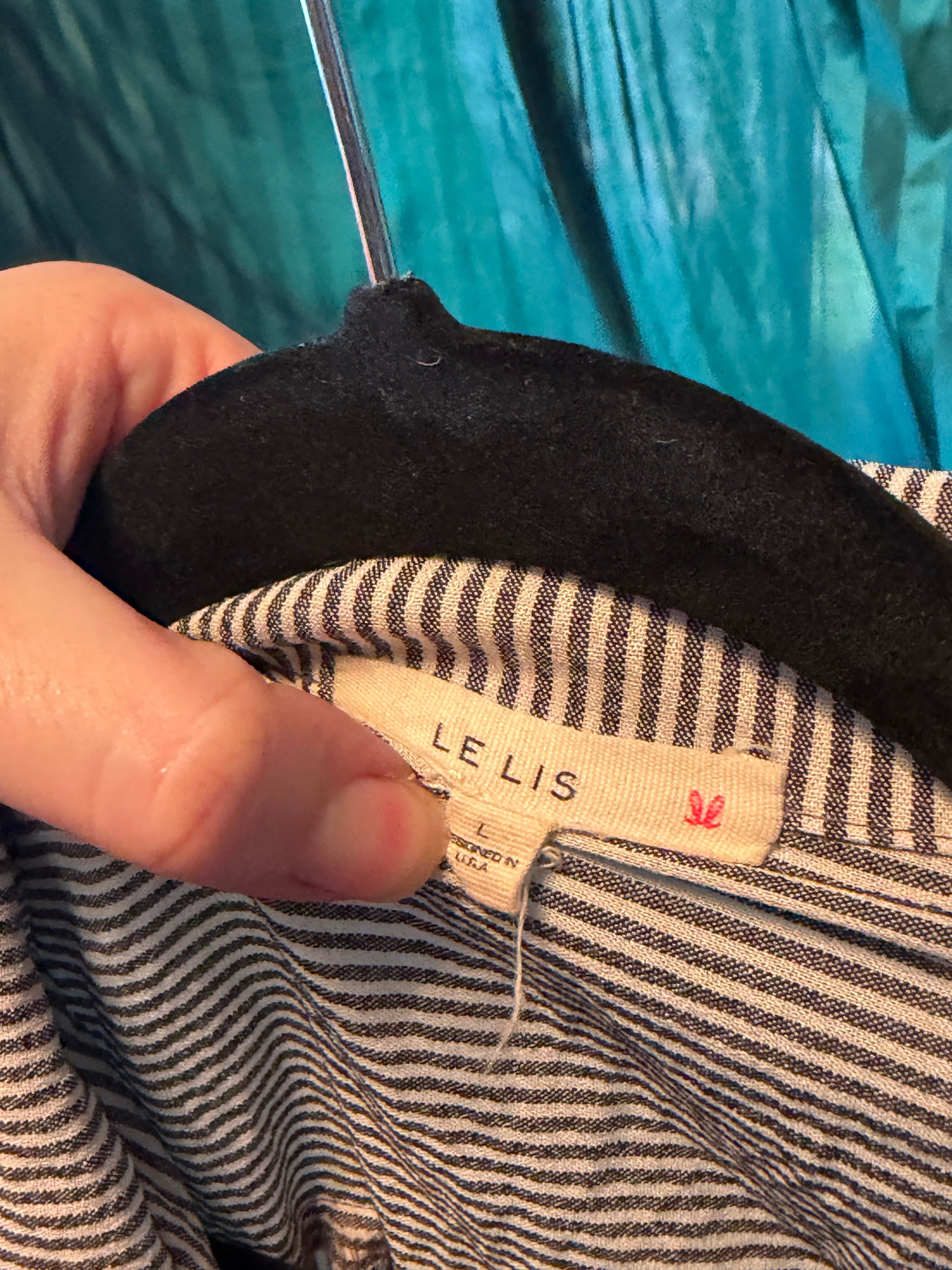Le Lis Striped Shirt Dress with Tie Back, Large - Thumbnail 3