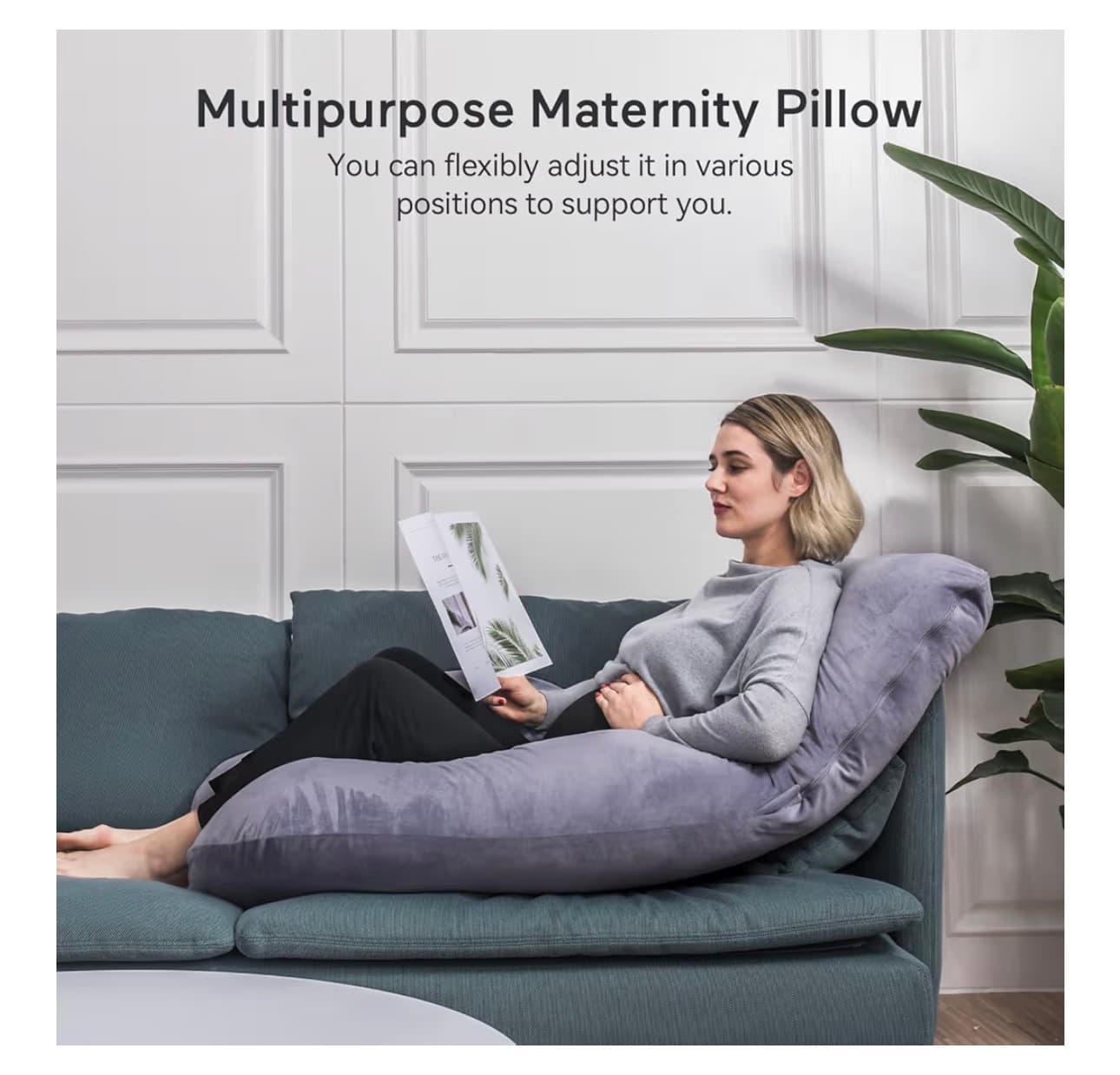 Momcozy Pregnancy Pillows for Sleeping, U Shaped Full Body Maternity Pillow with Removable Cover - Support for Back, Legs, Belly, HIPS for Pregnant Women, 57 Inch Pregnancy Pillow for Women, Grey - Thumbnail 4