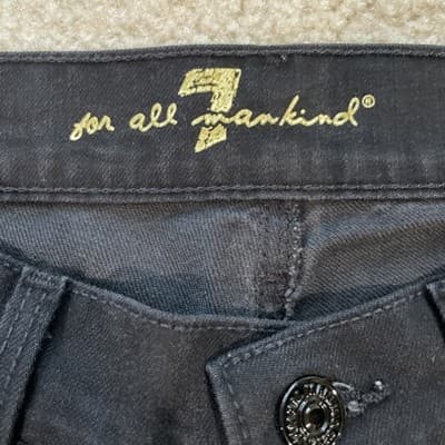 7 For All Mankind Straight Leg Black Jeans Womens Size 28 - Thumbnail 2