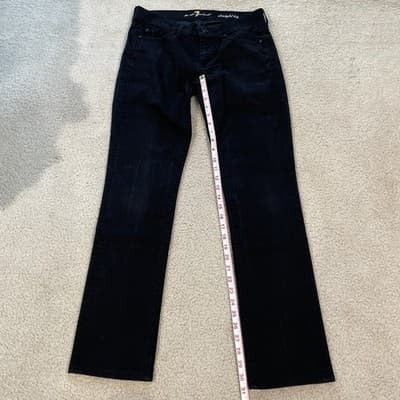 7 For All Mankind Straight Leg Black Jeans Womens Size 28 - Thumbnail 4