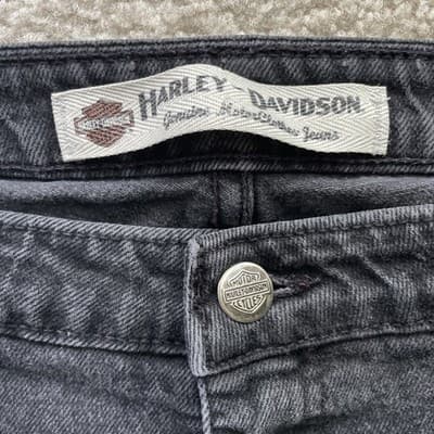 Women's Harley-Davidson Bootcut Black Denim Jeans - Size 14 Long - Thumbnail 2