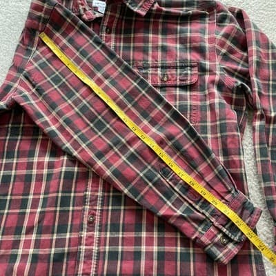 Carhartt Mens Size Large Button Flannel Plaid Shirt Heavy Cotton Red/Black - Thumbnail 11