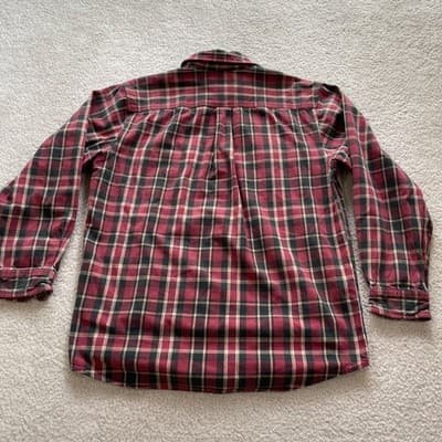 Carhartt Mens Size Large Button Flannel Plaid Shirt Heavy Cotton Red/Black - Thumbnail 13