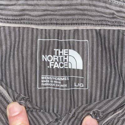 The North Face Mens Large Casual Long-Sleeve Button Up Shirt Gray W/ Stripes - Thumbnail 2