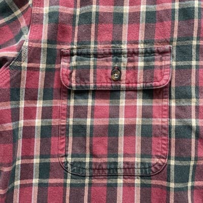 Carhartt Mens Size Large Button Flannel Plaid Shirt Heavy Cotton Red/Black - Thumbnail 3