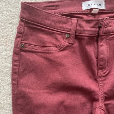Women's Lila Ryan Maroon Skinny Jeans Size 26 - Thumbnail 4