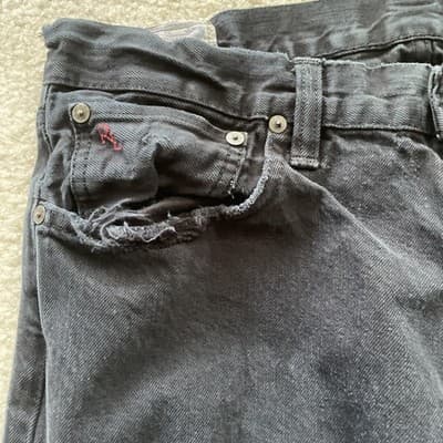 Polo Ralph Lauren Hampton Straight Leg Distressed Black Jeans Mens 34x32 - Thumbnail 4