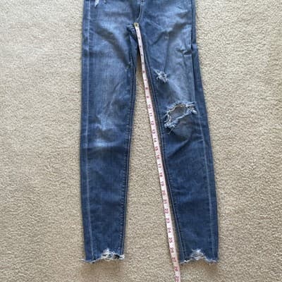 Stradivarius Jeans Womens Super High Waist Sz 2 Skinny Distressed Blue Preowned - Thumbnail 8