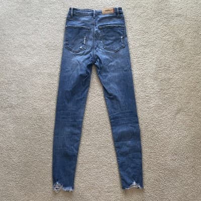 Stradivarius Jeans Womens Super High Waist Sz 2 Skinny Distressed Blue Preowned - Thumbnail 10