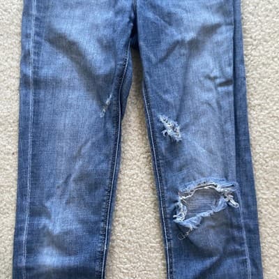 Stradivarius Jeans Womens Super High Waist Sz 2 Skinny Distressed Blue Preowned - Thumbnail 6