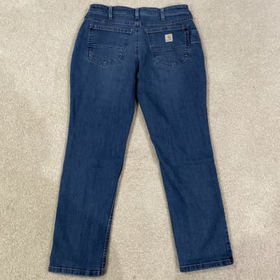 Carhartt Relaxed Fit Womens Jeans Size 8 Short Preowned Blue - Thumbnail 7