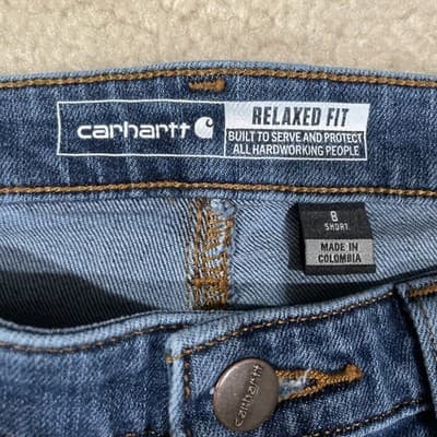 Carhartt Relaxed Fit Womens Jeans Size 8 Short Preowned Blue - Thumbnail 2
