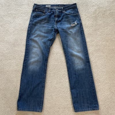 Adriano Goldschmeid Jeans The Protege Straight Leg Distressed 34x34 Blue - Thumbnail 5