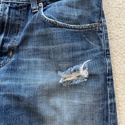 Adriano Goldschmeid Jeans The Protege Straight Leg Distressed 34x34 Blue - Thumbnail 6
