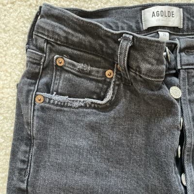 Agolde Womens Jeans Size 26 Black Distressed Preowned Excellent - Thumbnail 3