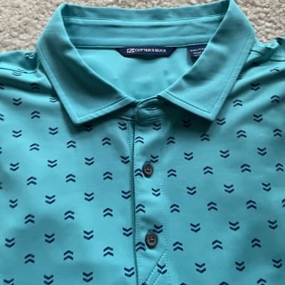Cutter and Buck Golf Polo Teal w Blue Arrows Mens 2xl Preowned - Thumbnail 3