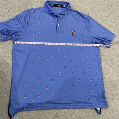 RLX Ralph Lauren Golf Polo Mens Large Blue w Flamingos Preowned - Thumbnail 6
