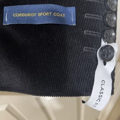 Stafford Mens Black Corduroy Sport Coat Classic Fit Stretch Size 48 Long NWT - Thumbnail 3