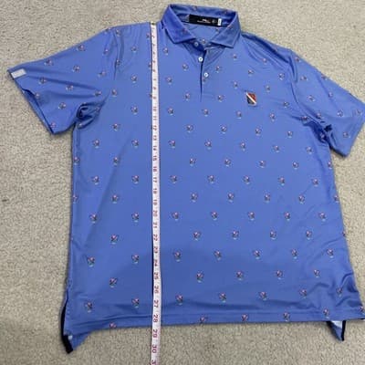 RLX Ralph Lauren Golf Polo Mens Large Blue w Flamingos Preowned - Thumbnail 4
