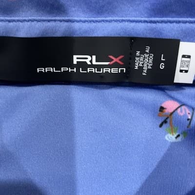 RLX Ralph Lauren Golf Polo Mens Large Blue w Flamingos Preowned - Thumbnail 3