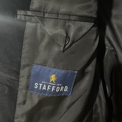 Stafford Mens Black Corduroy Sport Coat Classic Fit Stretch Size 48 Long NWT - Thumbnail 6