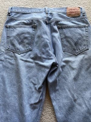 Levis 505 Regular Fit Jeans Mens Size 36x29 Light Blue Preowned Good - Thumbnail 8