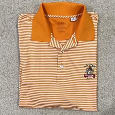Cutter And Buck Golf Polo Us Open Oakmont 2016 Logo Mens Medium Preowned Orange - Thumbnail 8