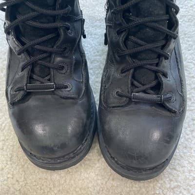 Harley Davidson Boots Mens 8 Black Leather Moto Combat Side Zip Lace Up - Thumbnail 4
