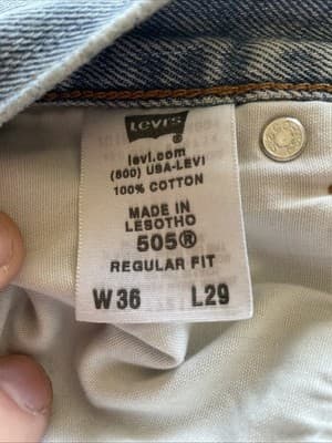 Levis 505 Regular Fit Jeans Mens Size 36x29 Light Blue Preowned Good - Thumbnail 6