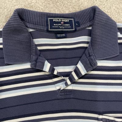 Polo Sport Ralph Lauren Mens Large Striped Logo Preowned - Thumbnail 2