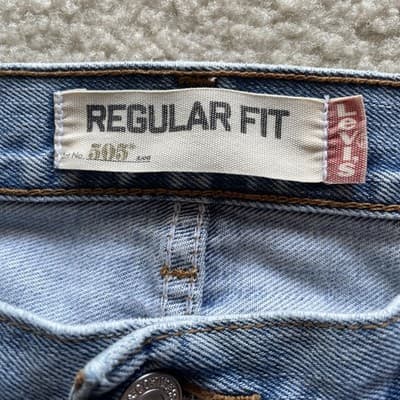 Levis 505 Regular Fit Jeans Mens Size 36x29 Light Blue Preowned Good - Thumbnail 2