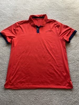 Nike Dri Fit Golf Polo Red-Orange Mens Size xl Preowned Excellent - Thumbnail 5