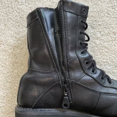 Harley Davidson Boots Mens 8 Black Leather Moto Combat Side Zip Lace Up - Thumbnail 11