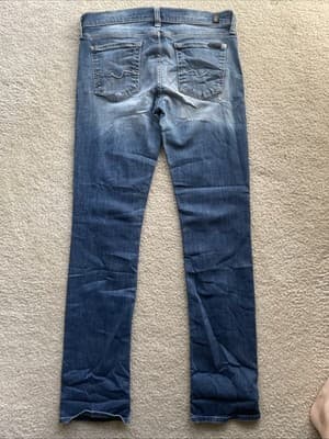 7 For All Mankind Straight Leg Womens Blue Jeans Size 30 Preowned - Thumbnail 12