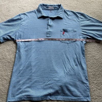 Johnnie O Polo 100% Cotton Mens xl Blue Striped Preowned Good - Thumbnail 6