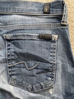 7 For All Mankind Straight Leg Womens Blue Jeans Size 30 Preowned - Thumbnail 10