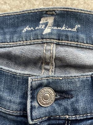 7 For All Mankind Straight Leg Womens Blue Jeans Size 30 Preowned - Thumbnail 2