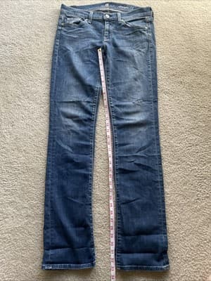 7 For All Mankind Straight Leg Womens Blue Jeans Size 30 Preowned - Thumbnail 3