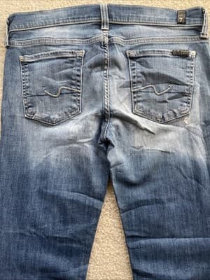 7 For All Mankind Straight Leg Womens Blue Jeans Size 30 Preowned - Thumbnail 9